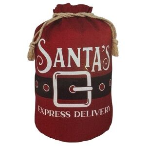 Extra Large fabric Santa sack red express delivery, canvas rope drawstring bag